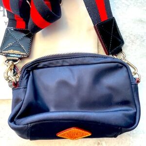 MZ Wallace Gramercy Crossbody with 3 interchangeable straps and dust bag. Navy